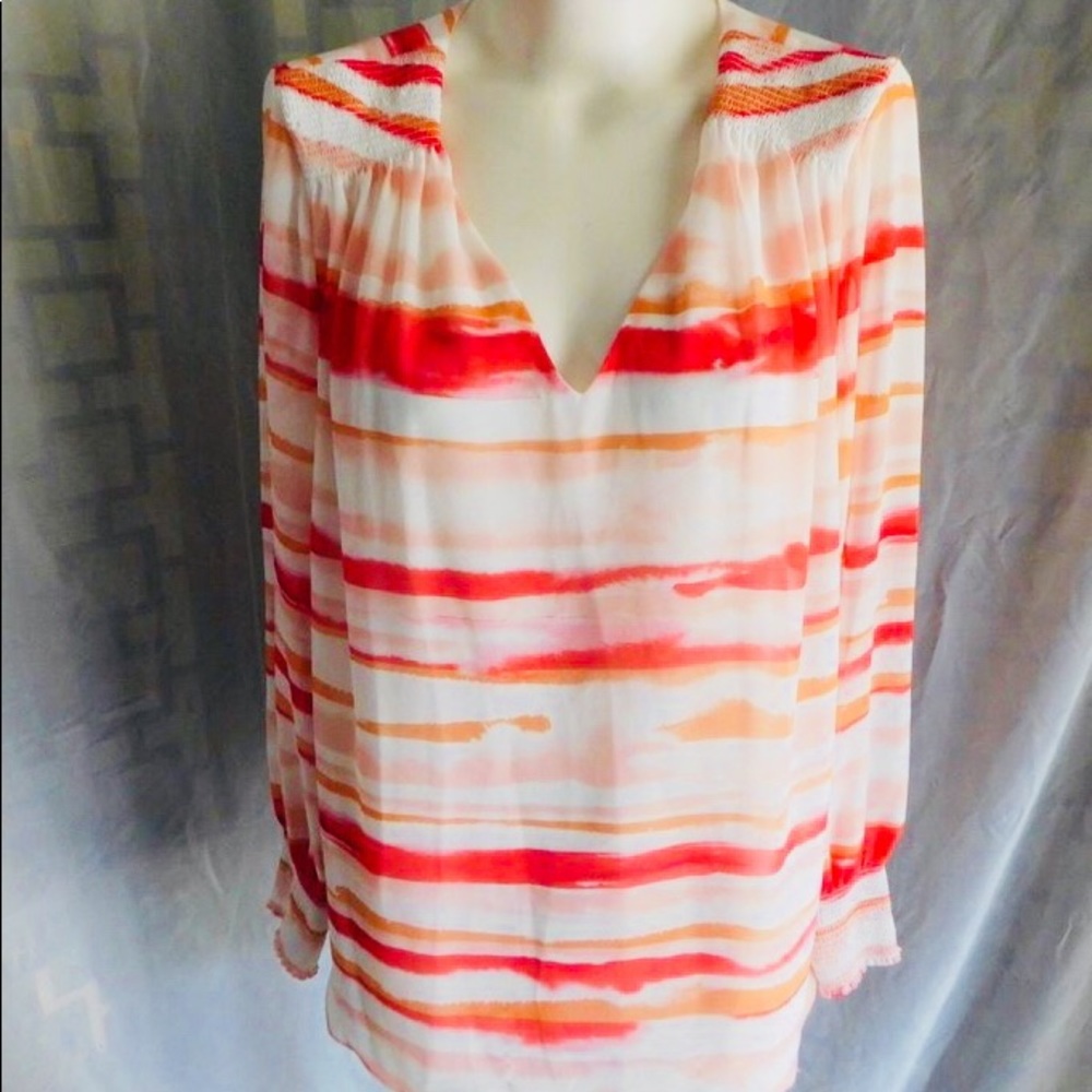 Calvin Klein pink orange white top